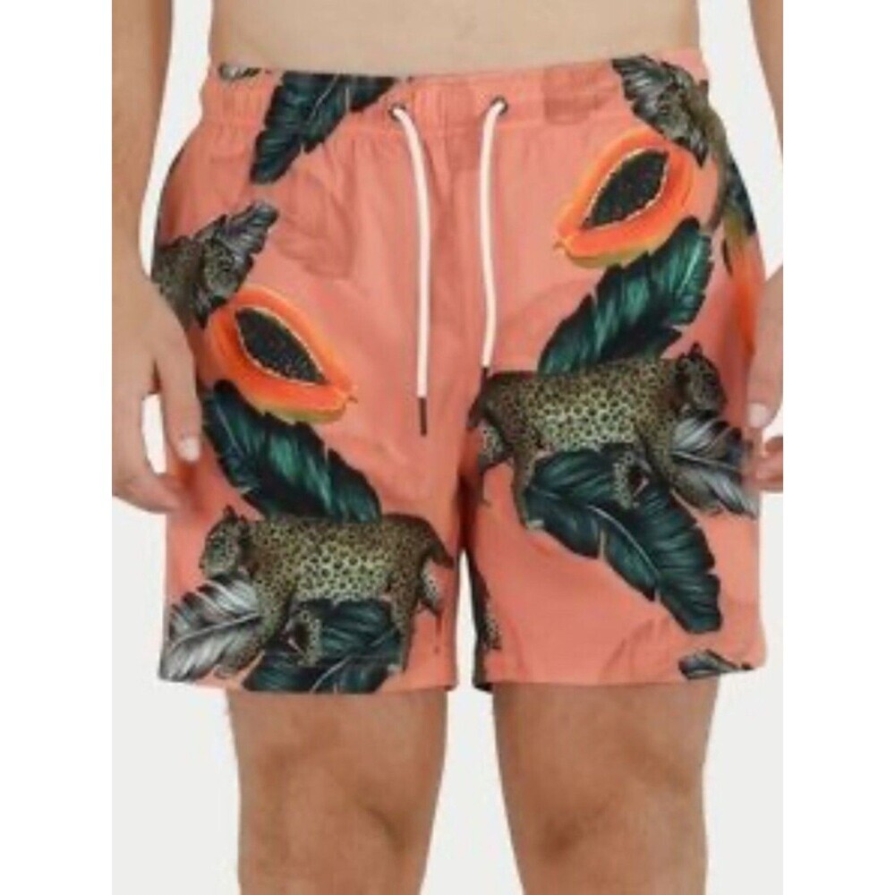 Mavrans Fruta Bomba Swim Shorts XXL Men's Pink Panther & Papaya Print Beach Surf